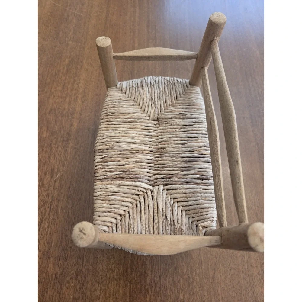 Miniature‎ Wicker Ladderback Bench Dolls 9x7x5 Cottage